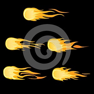 Vector fireball animation. Sprite sheet for game or cartoon.