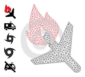 Mesh Network Fired Airplane Icon photo