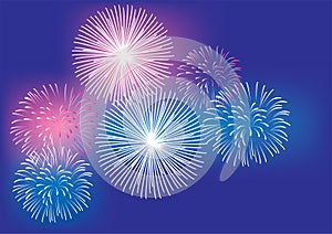 Vector Fireworks Background 4th of July, New Years, Christmas colorful background