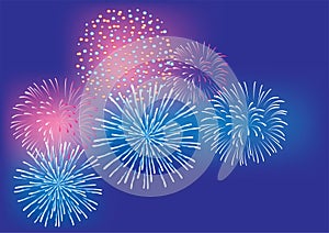 Vector Fireworks Background 4th of July, New Years, Christmas colorful background