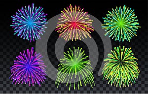 Vector Fireworks Set with transparency