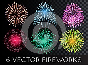 Vector Fireworks Set with transparency