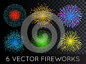 Vector Fireworks Set with transparency