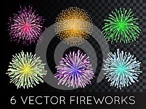 Vector Fireworks Set with transparency