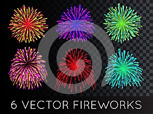 Vector Fireworks Set with transparency