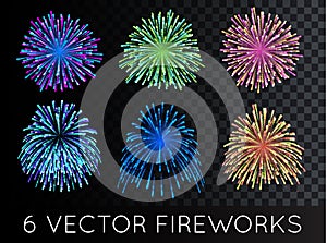 Vector Fireworks Set with transparency