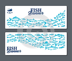 Vector fish horizontal banners or flyers