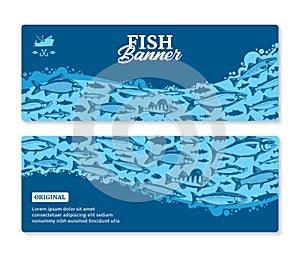 Vector fish horizontal banners or flyers