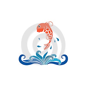 Vector fish jumping out of water