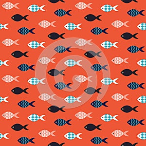 Vector fish seamless pattern.