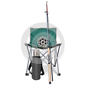 Vector Fishing Accessories Concept with Folding Chair
