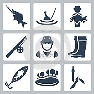 Vector fishing icons set