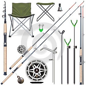 Vector Fishing Rods with Accessories