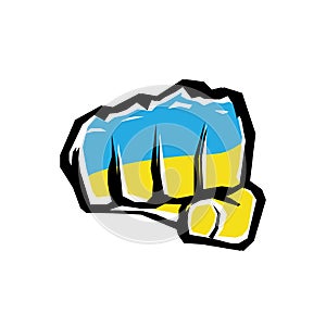 Vector fist icon. fist colored in Ukraine flag