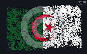 Vector flag of Algeria. Illustration with cracks and abrasions.Web