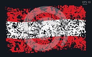 Vector flag of Austria. Illustration with cracks and abrasions.Web