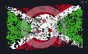 Vector flag of Burundi. Vector illustration with cracks and abrasions.Web