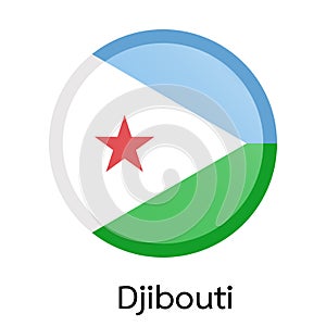 Vector flag button series - Djibouti