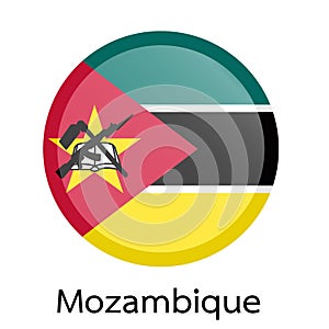 Vector flag button series - Mozambique