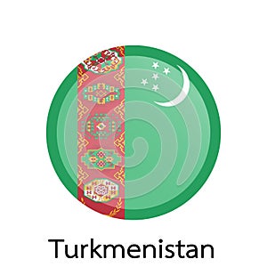 Vector flag button series - Turkmenistan