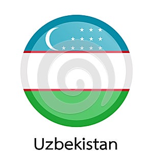 Vector flag button series - Uzbekistan