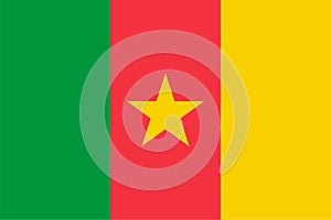 Vector flag of Cameroon. Proportion 2:3. Cameroonian national flag. Republic of Cameroon.