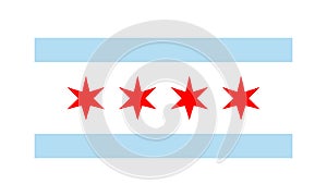 Vector Flag of Chicago simple flat design illustration Isolated on White Background