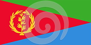 Vector flag of Eritrea. Proportion 1:2. Eritrean national flag. State of Eritrea.