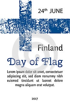 Vector flag of Finlnland in oficcial color, proportion correctly.