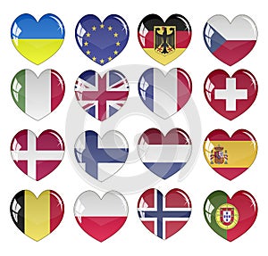 Vector - Flag Heart Glossy Button
