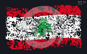 Vector flag of Lebanon. Vector illustration with cracks and abrasions.Web