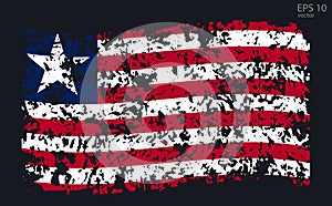 Vector flag of Liberia. Vector illustration with cracks and abrasions.Web