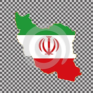 Vector flag map of Iran with gold frame isolated on white background