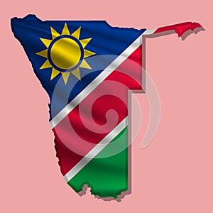 Vector flag Namibia in the form of a map