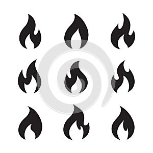 Vector Flame Fire Collection Icon Set