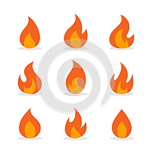 Vector Flame Fire Icon Collection In Flat Design