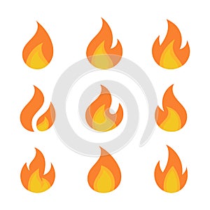 Vector Flame Fire Icon Collection In Flat Design