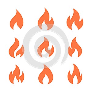 Vector Flame Fire Icon Collection In Flat Design
