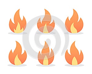 Vector Flame Fire Icon Collection In Flat Design