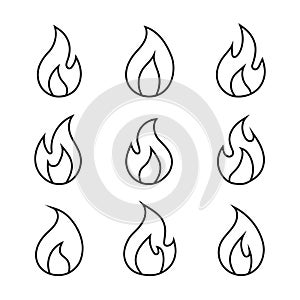 Vector Flame Fire Icon Outline Collection