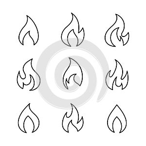 Vector Flame Fire Icon Outline Collection