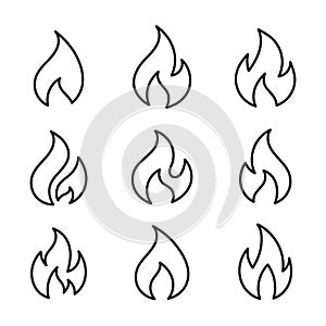 Vector Flame Fire Icon Outline Collection