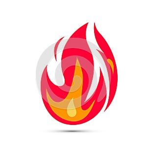 Vector flame icon. Simple illustration of fire in flat style. Danger sign, warning, attention. Vector on white