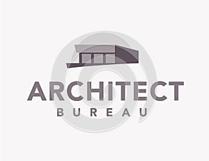 Vector flat architect bureau logo design isolated on white background.