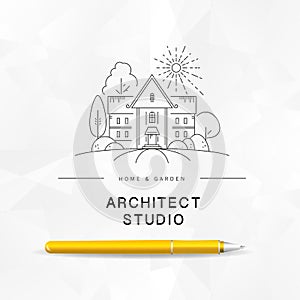 Vector flat architect studio logo design on white background.