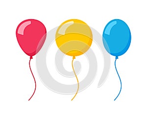 Vector flat balloon birthday icon illustration party design. Balloon cartoon bunch background