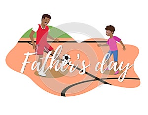 Vector Flat Banner Fathers Day Play Football.