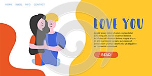 Vector flat banner love you. Landing page