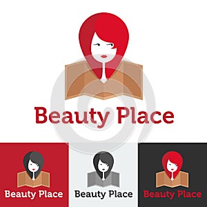 Vector flat beauty shop or spa salon logo set