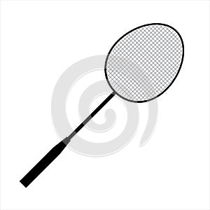 Vector flat black badminton racket